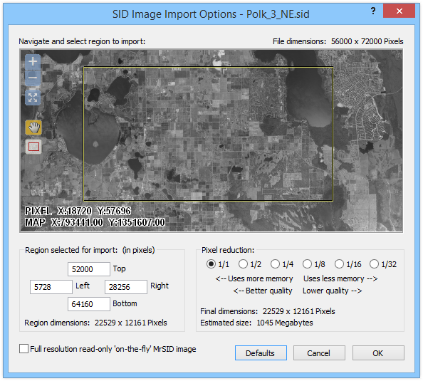 Image showing example SID export dialog