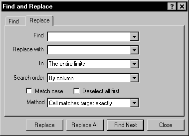 Replace Page of the Find and Replace Dialog