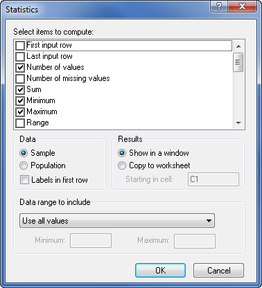 Statistics Dialog