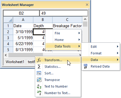 Worksheet Manager commands example